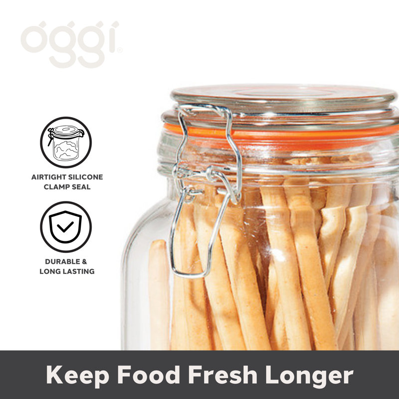 Clear Glass Airtight Canister Set with Clamp Lids, 4-Piece