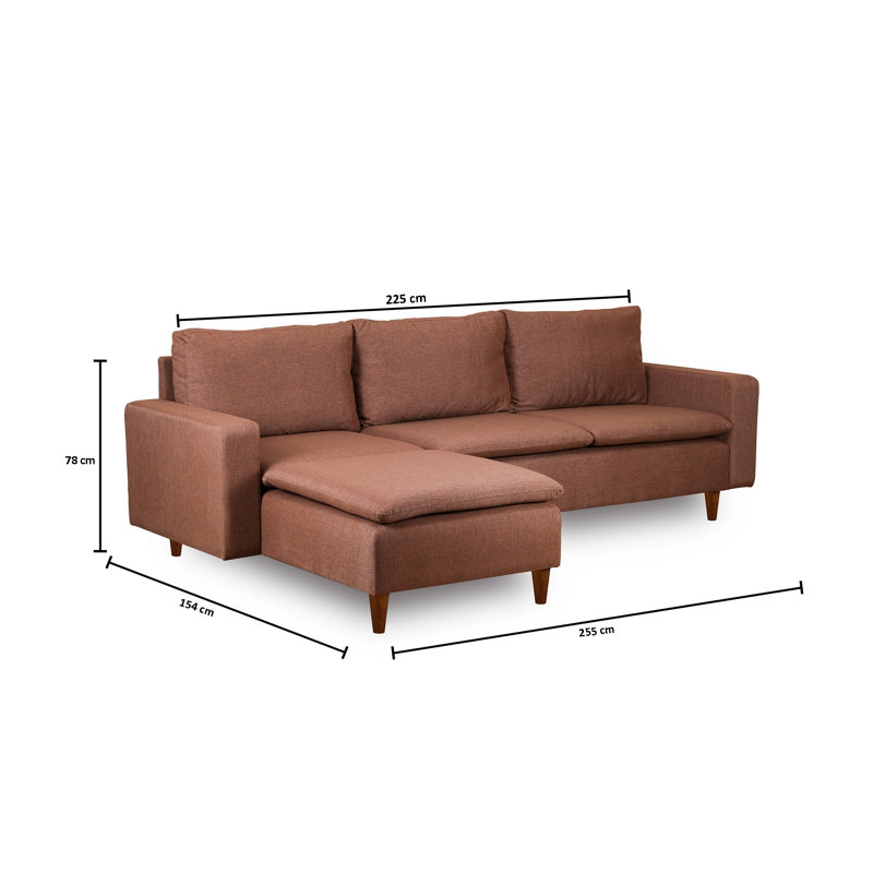 Modern Corner Sofa, Light Brown, 100% Metal Frame & 100% Polyester Fabric | 100.4 x 88.6 x 18.1 Inches | High DNS Foam & Silicon Fiber Cushions | Perfect for Living Room & Relaxation, Stylish & Comfortable Design