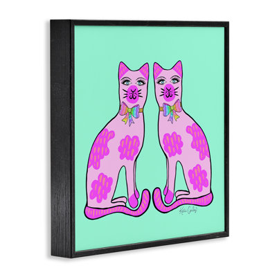 Mirrored Purple Cats Framed Giclee, design by Katie Conley