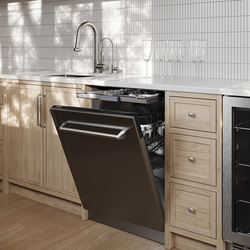 ZLINE 24" Tallac Series 3rd Rack Tall Tub Dishwasher with Stainless Steel Tub, 51dBa, Black Matte