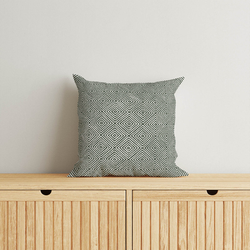 Coussin décoratif Ikat, H 20 po x l 20 po, Chimichurri / ikat vert