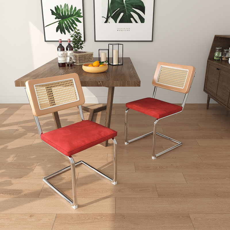Ensemble de chaises de salle à manger 2 pièces Mid-Century Modern, Rouge