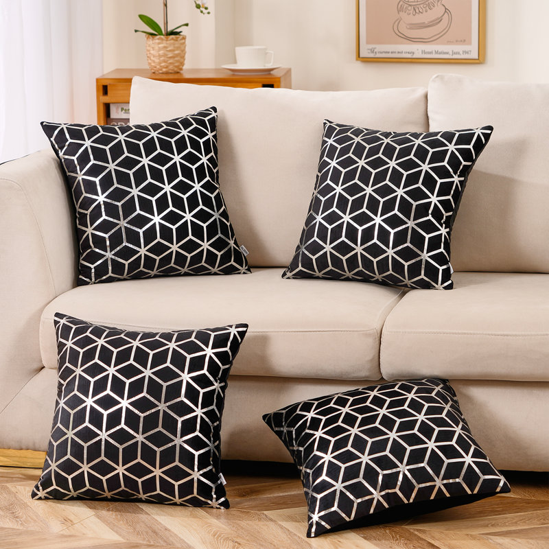 Housse de coussin , Noir, 18 po x 18 po, Polyester/ Bourre en polyester