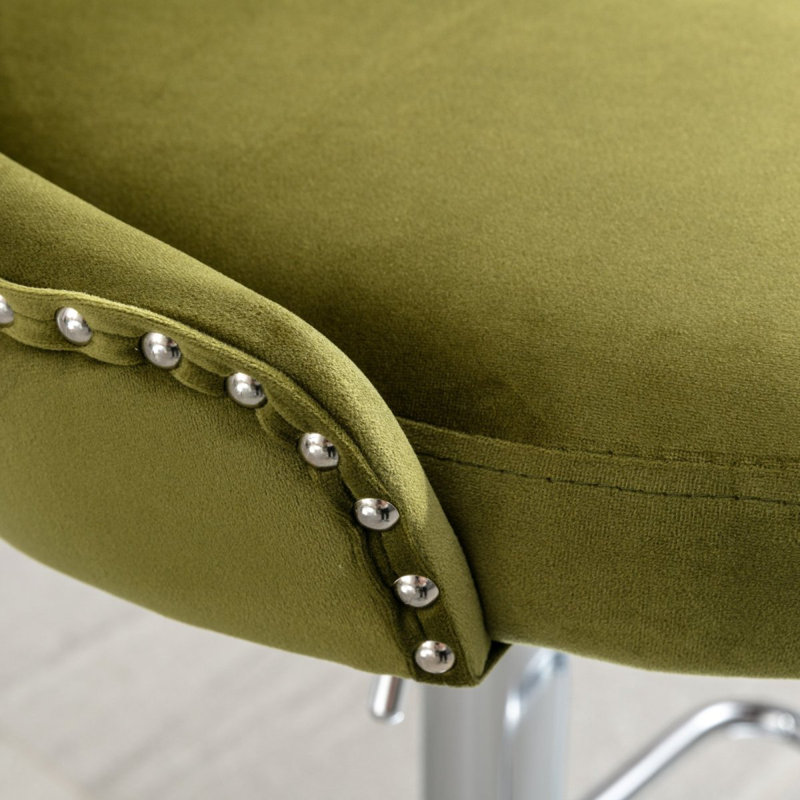 Tabourets pivotants en polyuréthane avec siège réglable et dossiers capitonnés en hauteur, Vert olive