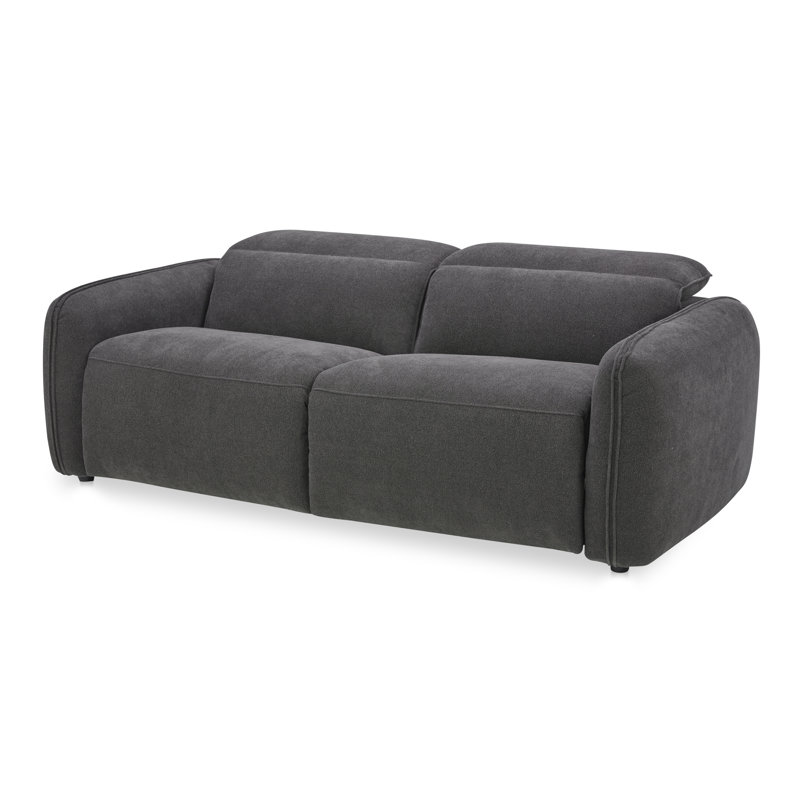 Pompeo 86'' Upholstered Reclining Sofa, Elite Charcoal Gray Boucle