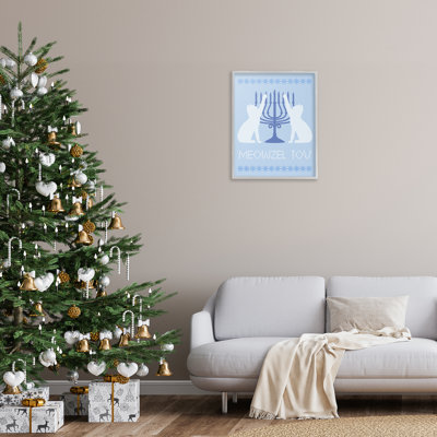 Meowzel Tov Hanukkah Cats, giclée encadrée, design par Lil 'Rue