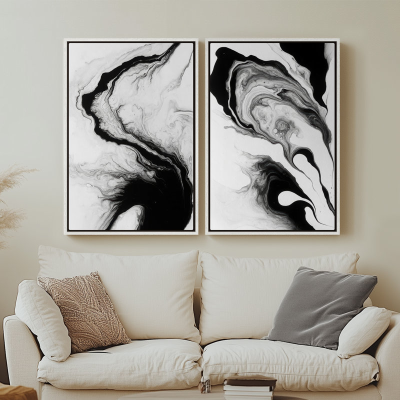 Art mural encadré sur toile, rétro muraux abstraits pour chambre à coucher, H 36 po x l 24 po, Blanc