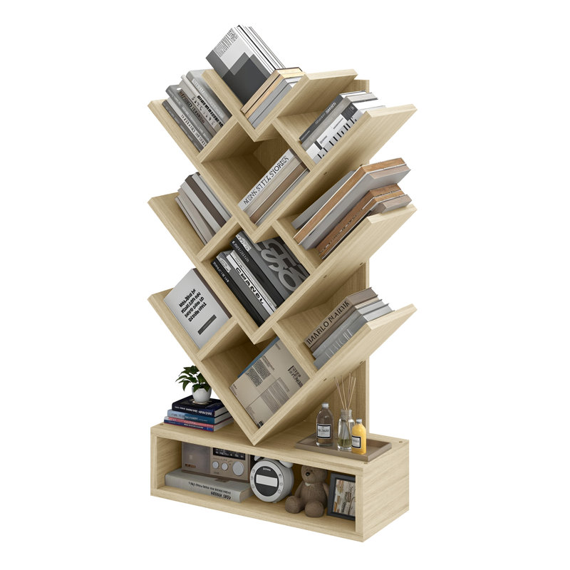 103cm H x 57cm W Geometric Bookcase, Beige