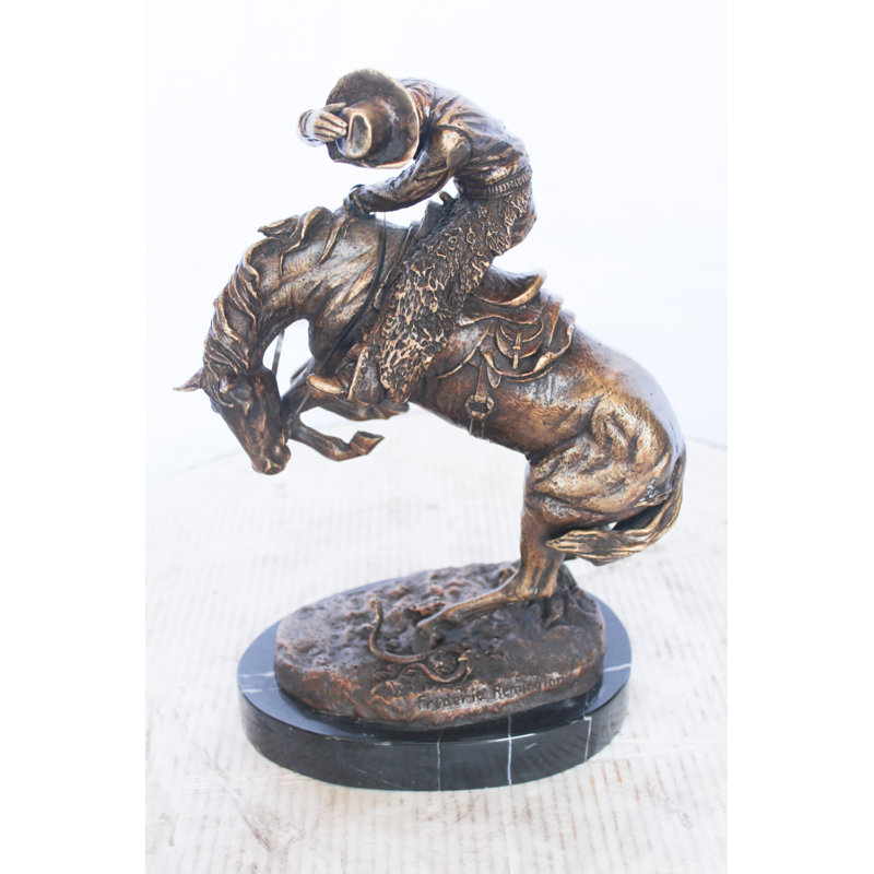 Frederic Remington, réplique de statue de serpent à sonnettes en bronze - Lilo Art Decor avec base en marbre, L 9 po x l 6 po x H 13 po