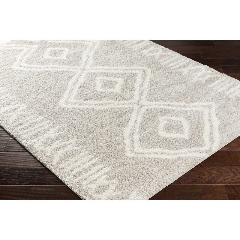 Tapis rectangulaire en polyester beige Agusti, Rectangle 6 pi 7 po x 9 pi