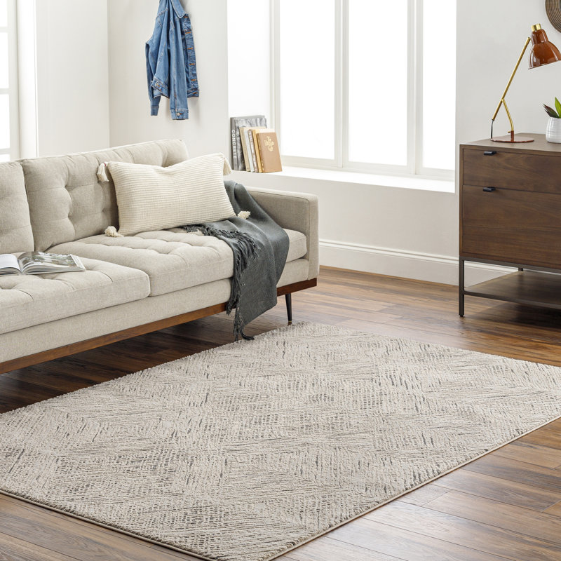 Jazline Light Grey Machine Washable Area Rug, Rectangle 6'3" x 9'