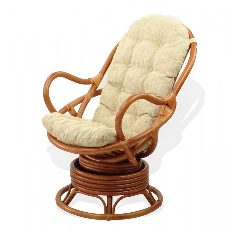 Chaise berçante Alliana, Velours crème, Marron clair