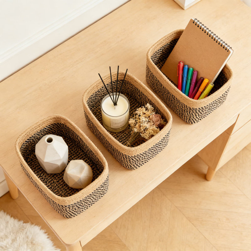 Handwoven Cotton Rope Storage Basket, Versatile Organizer For Bathroom, Bedroom, Closet, And Shelf With Sturdy Construction And Foldable Design