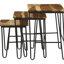 3 tables gigognes avec cadre rectangulaire en bois riche et support