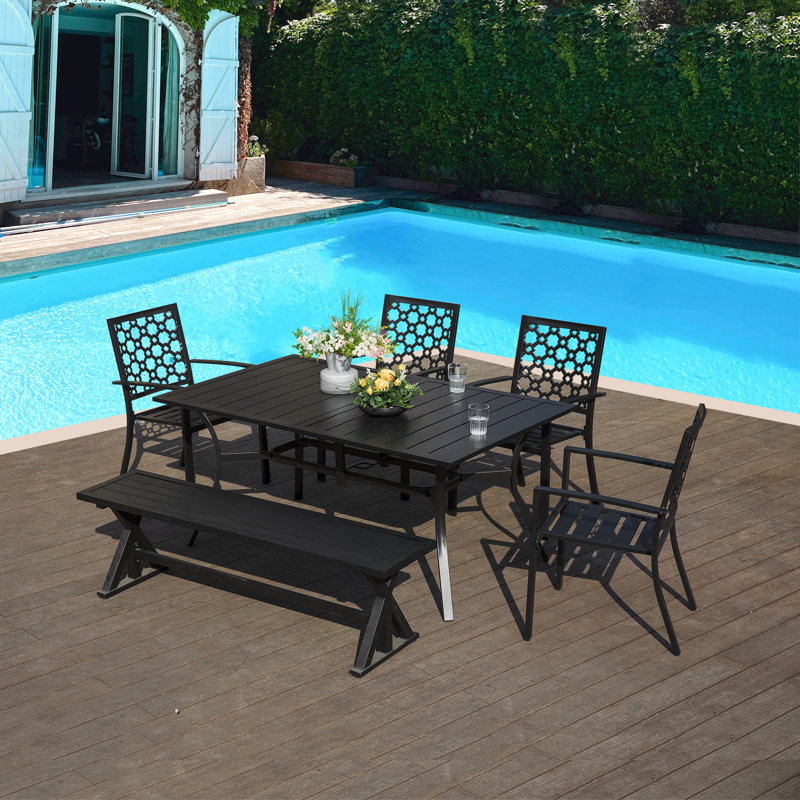 Victorine  6 - Person Patio Dining Set with Rectangular Table