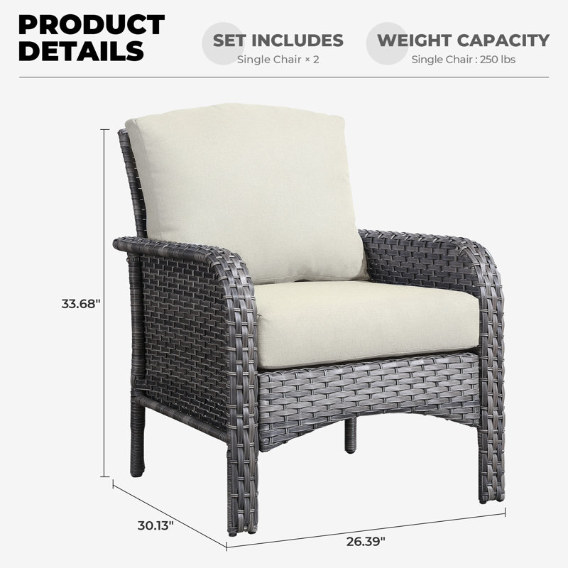 Fauteuils d'extérieur en osier Jordanlee, Beige