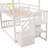 Twin Over Twin House Bunk Bed With Convertible Slide,Storage Staircase,White