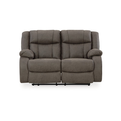 Perth Manual Reclining Loveseat, Foam, Slate Gray Faux Leather 61 Inch