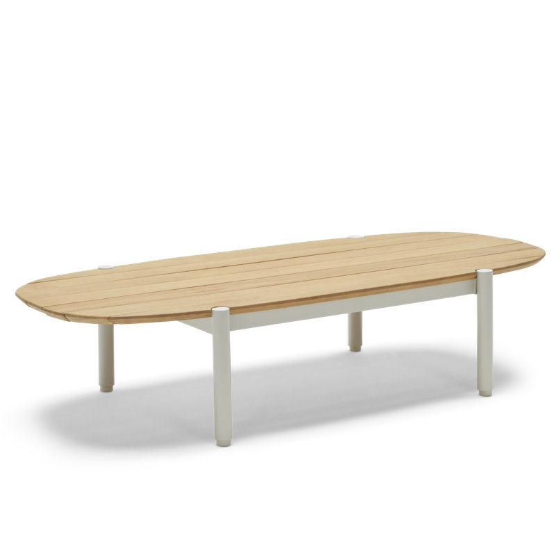 Terra Outdoor Oval Teak Coffee Table, Putty