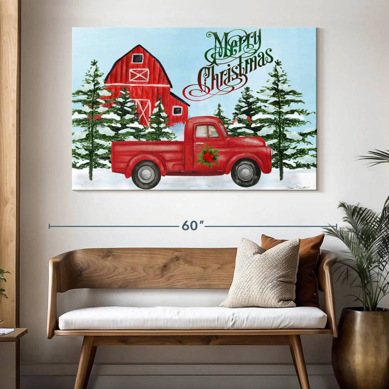 Grange et camion de Noël, H 34 po x l 51 po