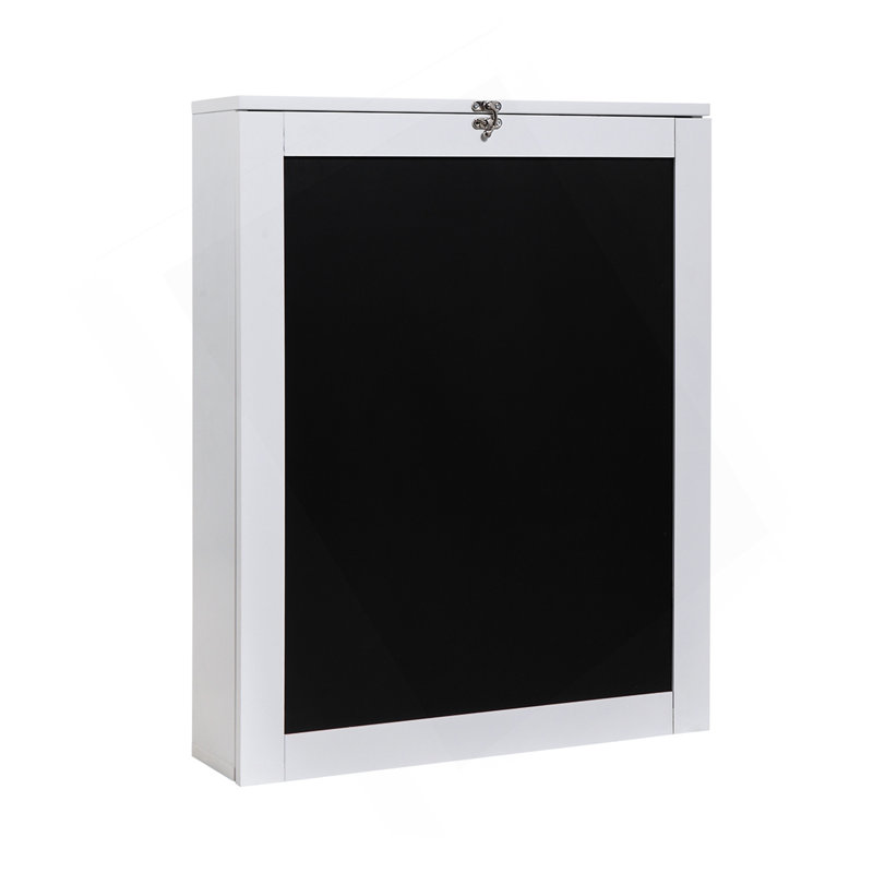 Floating Wall Mounted Table, Foldable Desk With Storage Shelves And Blackboard - Black+White