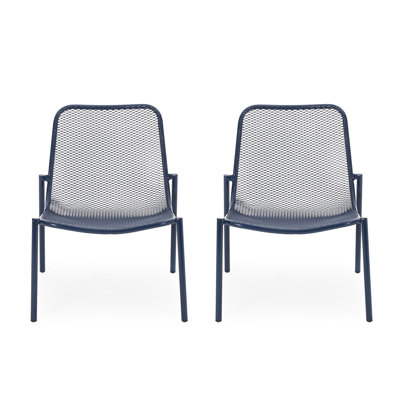 2 Stackable Chair Collection, Matte Navy Iron Capacity, Hand-Crafted Details Connected, 26" X 21.74" 26", Seat 18" 19.5" 12.5 , Blue Composition, Handcrafted Placed,