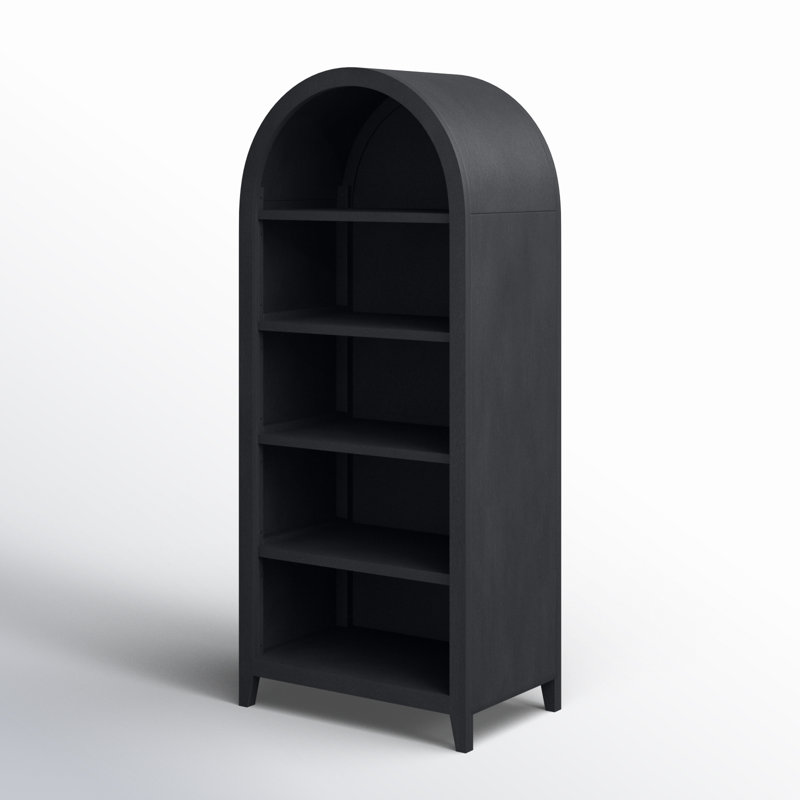 Conrad Kettle Black Adjustable Wooden Bookcase with Arched Top