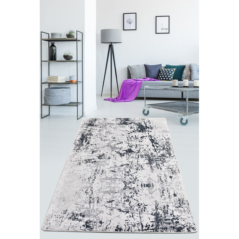 Tapis antidérapant de qualité supérieure, 100% polyester, 6,6 x 9,5 pieds, hauteur des poils de 0,4 po | Lavable à la machine, antibactérien, feutre à l'envers | Doux, durable, idéal pour le décor du salon et de la chambre à coucher, facile à nettoyer