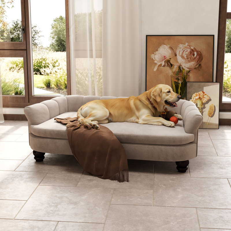 Lit tapissier pour animal de compagnie en velours, Gris