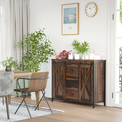Buffet de cuisine Buffet avec portes de grange coulissantes