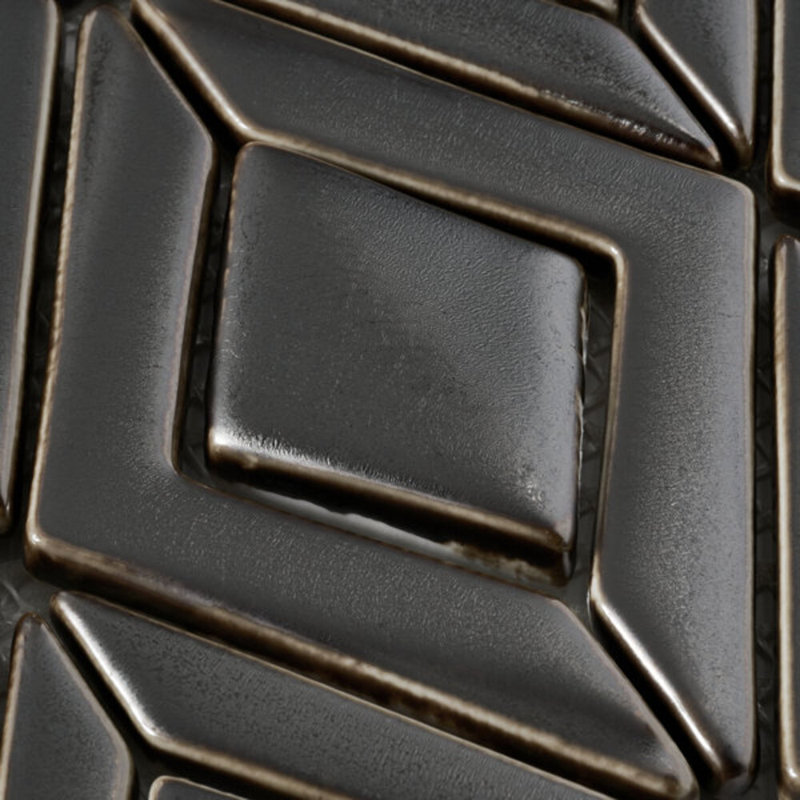 Nabi Jewel 3D Glossy Glass Mosaic Tile, Gunmetal Gray