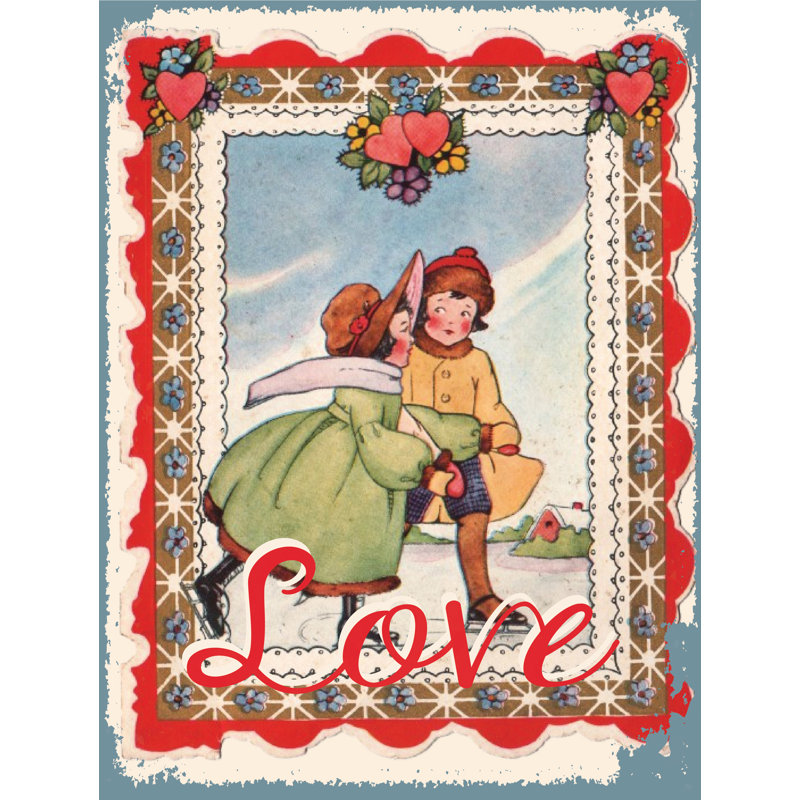 Plaque rétro en métal «Love», H 11,5 po x l 8,5 po x P 0,04 po