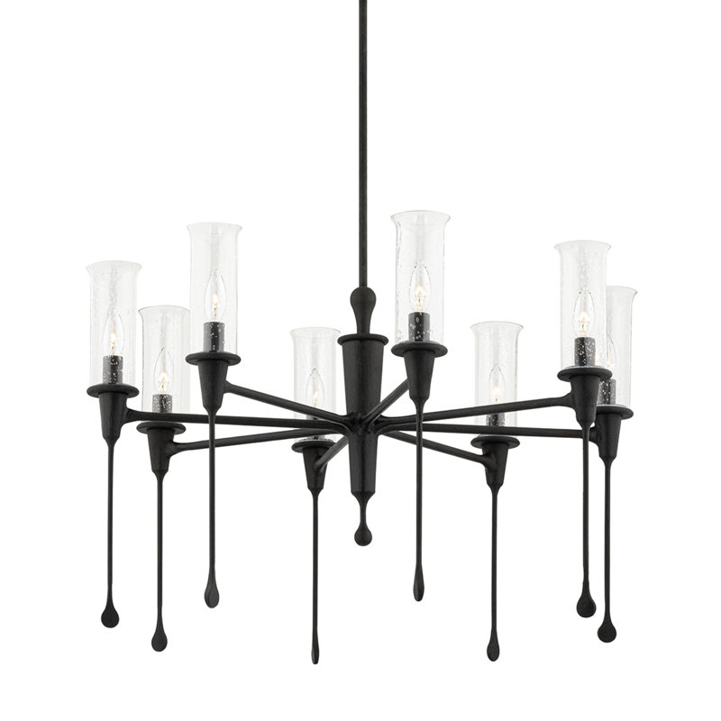Chisel 8 Light Chandelier, Black Iron
