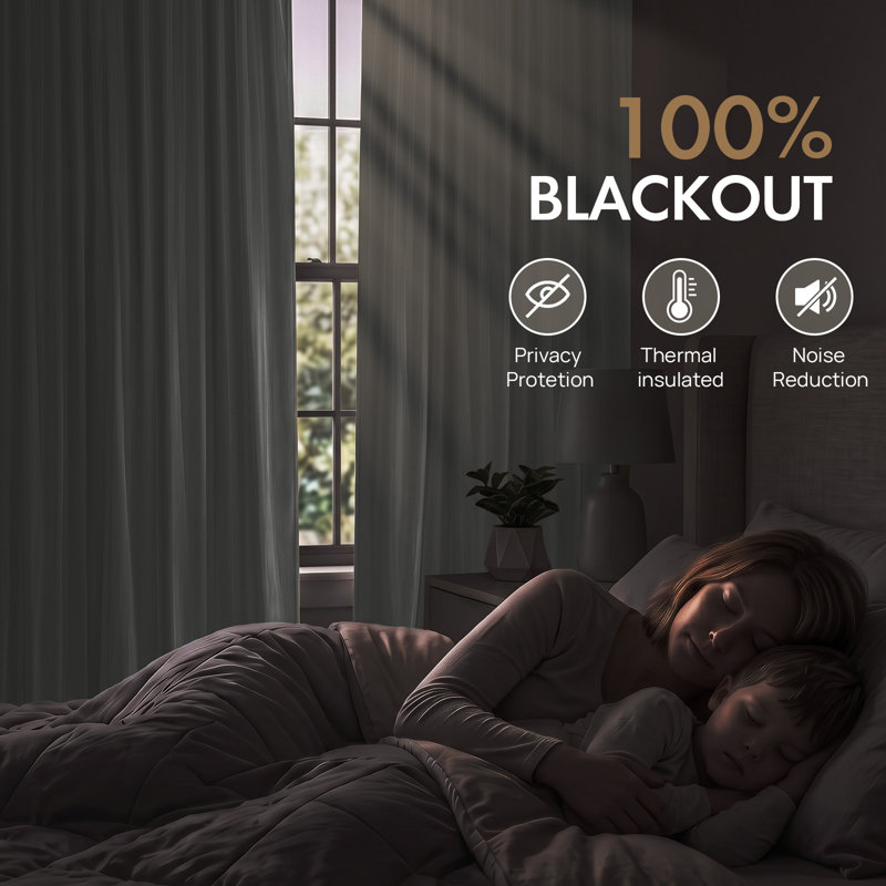 100% Blackout Double-layer Velvet Curtain. Rod Pocket Back Tab Thermal Insulated Drapes for Living room Bedroom (Set of 2)