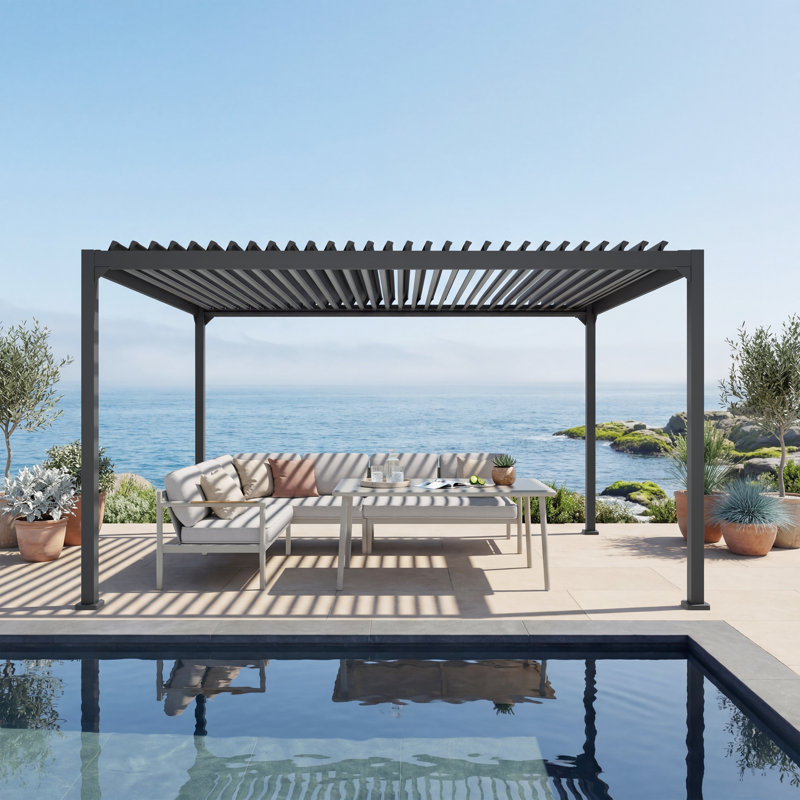 10×13ft Aluminum Outdoor Louvered Pergola, 10' x 13'