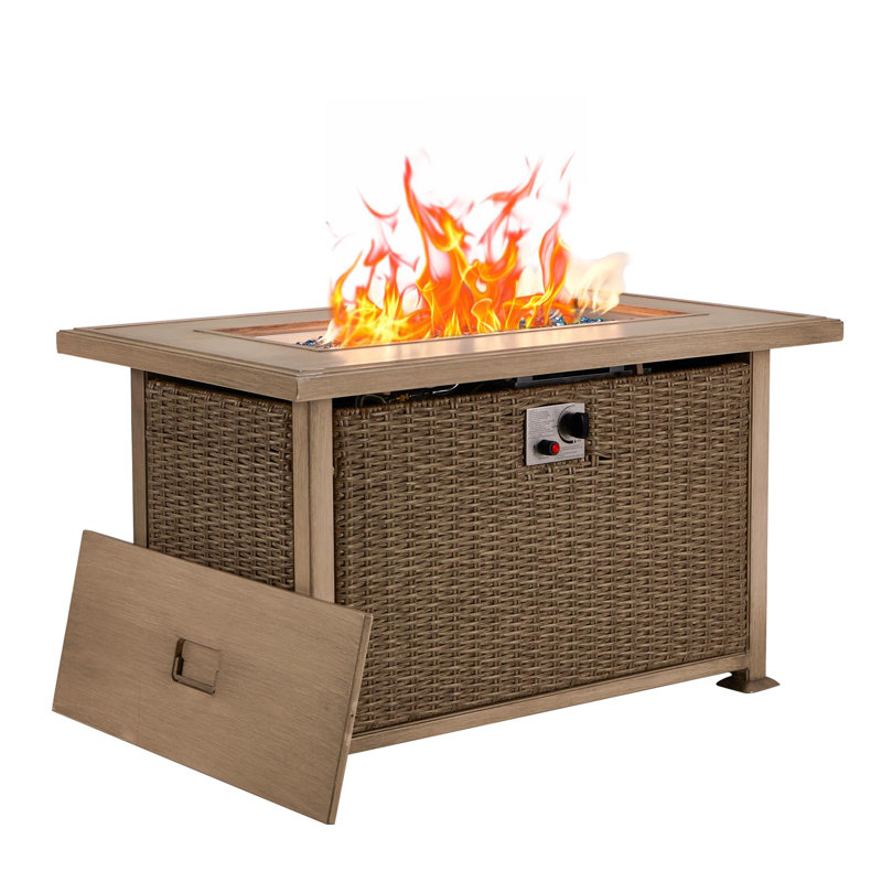 Table de foyer d'extérieur au gaz propane, Beige, H 24,8 po x l 43,7 po x P 27,56 po