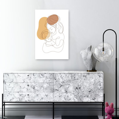 Minimalist Mother Baby Love Abstract Minimalist Wall Art Print by Mathieu - Wrapped Canvas Print