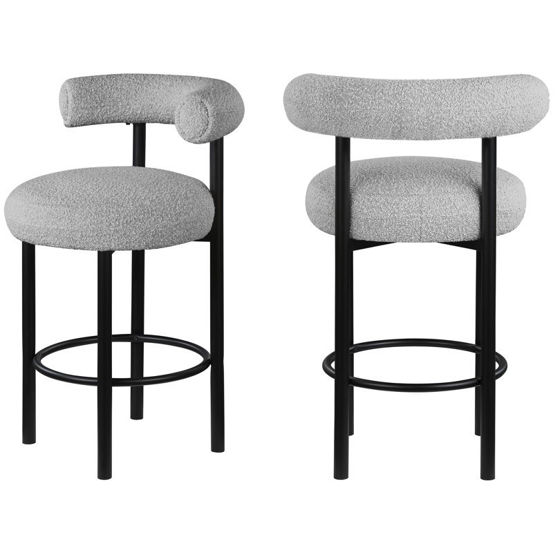 Bordeaux 26.5" Counter Stool, Gray Boucle Fabric