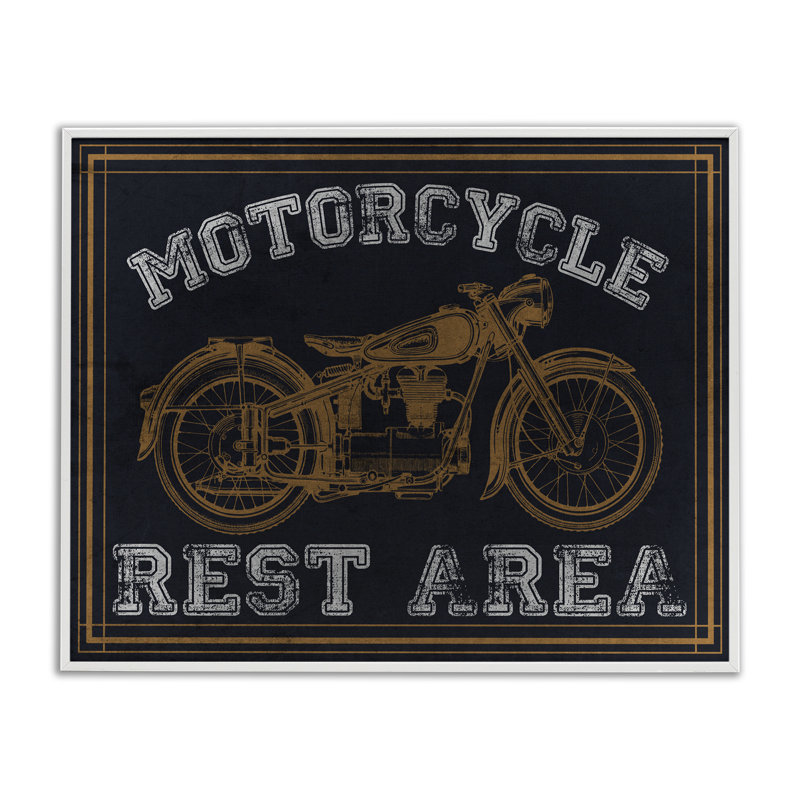 Estampe de motocyclette encadrée, design par Marcus Prime, H 16 po x l 20 po, Encadrement giclée blanc côtier
