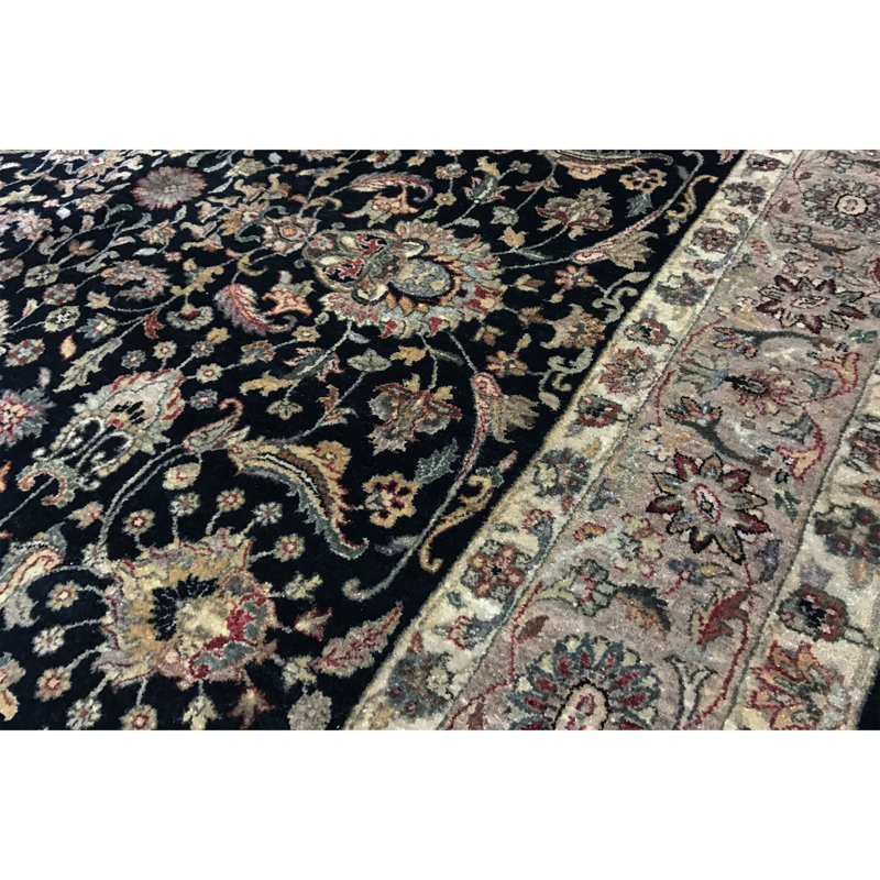 Wool Oriental Area Rug in Black/Camel