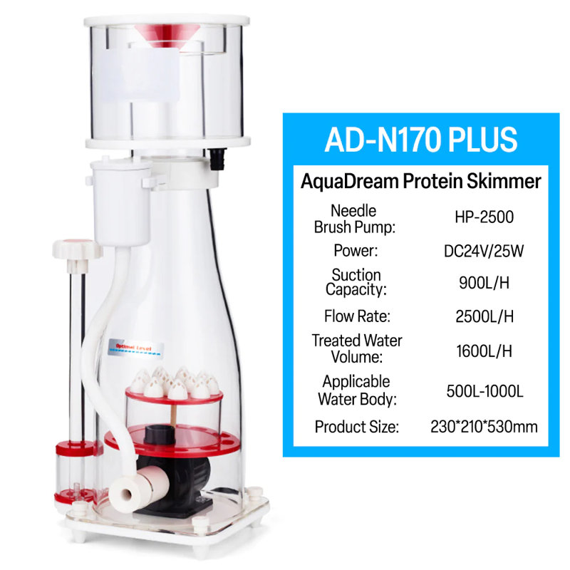 Protein Skimmer 170-370 Gal Ocean Coral Reef Fish, H 20,9 po x l 9,1 po x P 8,3 po
