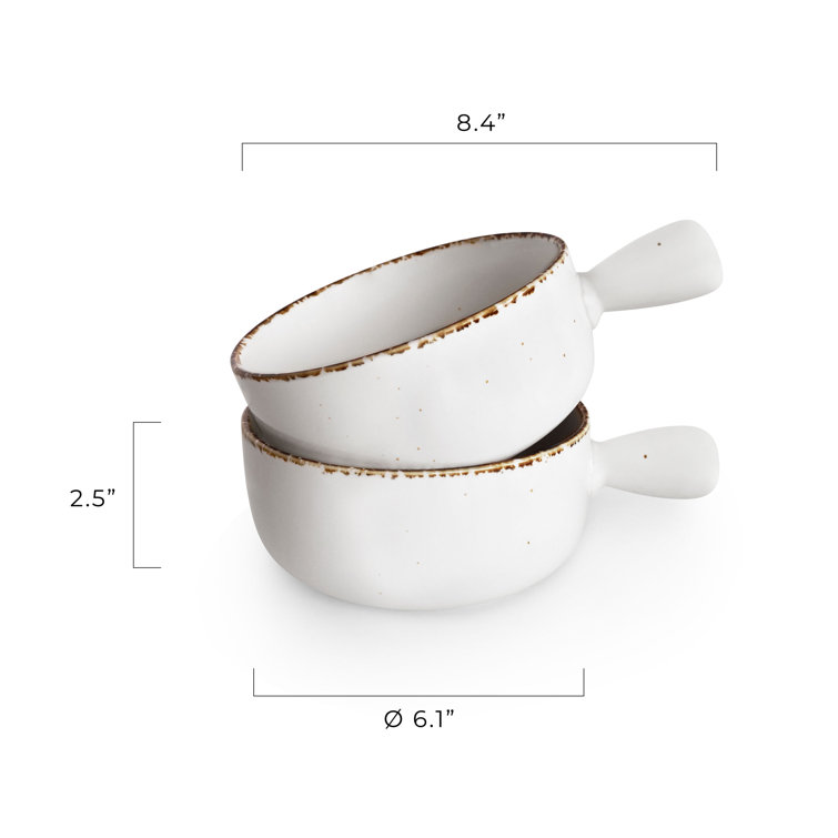 Bruntmor 24 Oz x 4 Soup Mugs White - French Onion Soup Bowls W