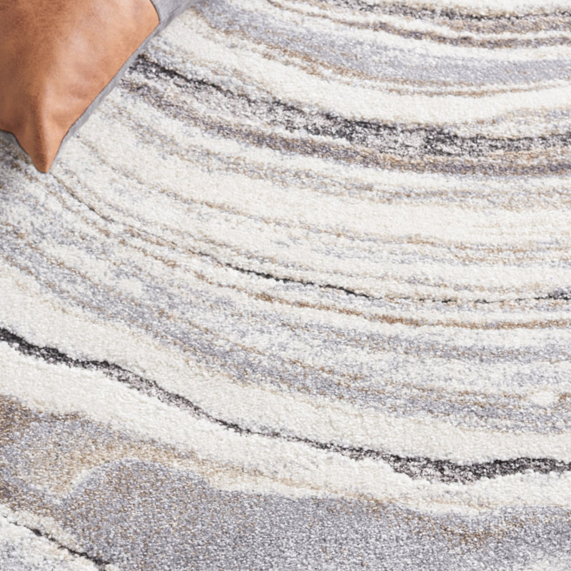 Makenna Abstract Ivory/Gray Area Rug, Rectangle 5'5" x 7'6"