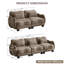 Ensemble de salon en chenille 2 pièces avec canapé, causeuse et coussins lombaires, taupe chaud-1719860319