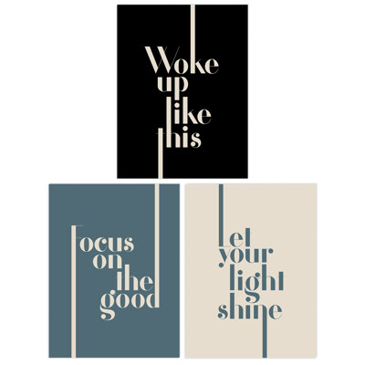 Let Light Shine Woke up Like This Focus Good Boho Quote Muted 3 Piece Wall Art