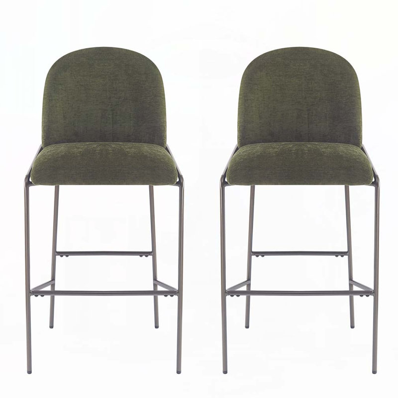 Tabouret de bar rembourré en métal, Vert