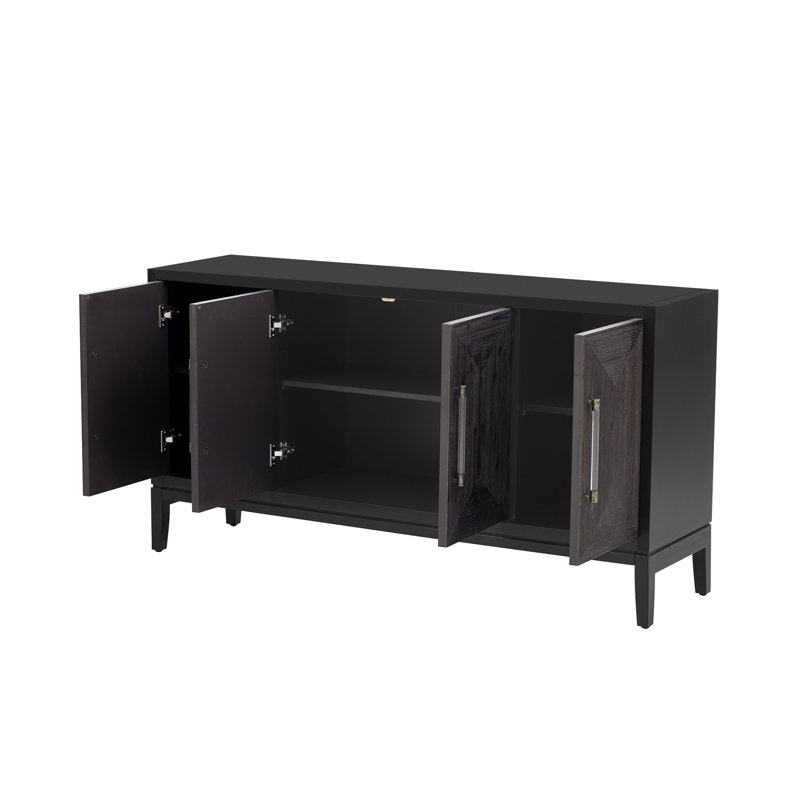 U_STYLE Versatile Four-Door Sideboard With Brushed Doors And Fir Veneer,Featuring Elegant Handles,Perfect For Various Spaces.