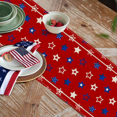 Chemin de table étoiles patriotique du 4 juillet, table de salle à manger saisonnière du 4 juillet, décorations pour la fête, 13 x 72 pouces