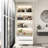 Four Shelves Two Drawers Bathroom Linen Cabinet With Light And Tempered Glass Doors-465691709