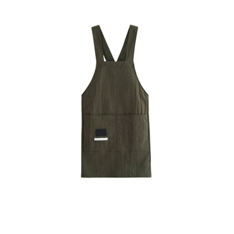 Tablier en nylon doux résistant à l'eau, sangle arrière réglable en H avec grande poche pour la cuisine de jardinage, vert armée 27,6 x 25,6 po